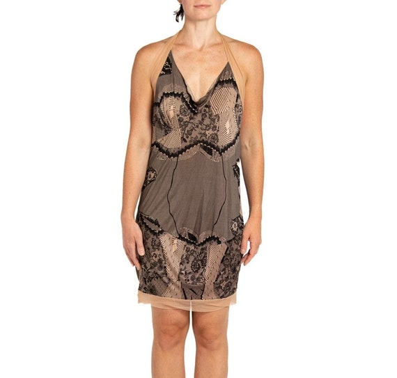 2000S John Galliano Christian Dior Black Nude Silk Printed Lace Cocktail  Dress - Etsy