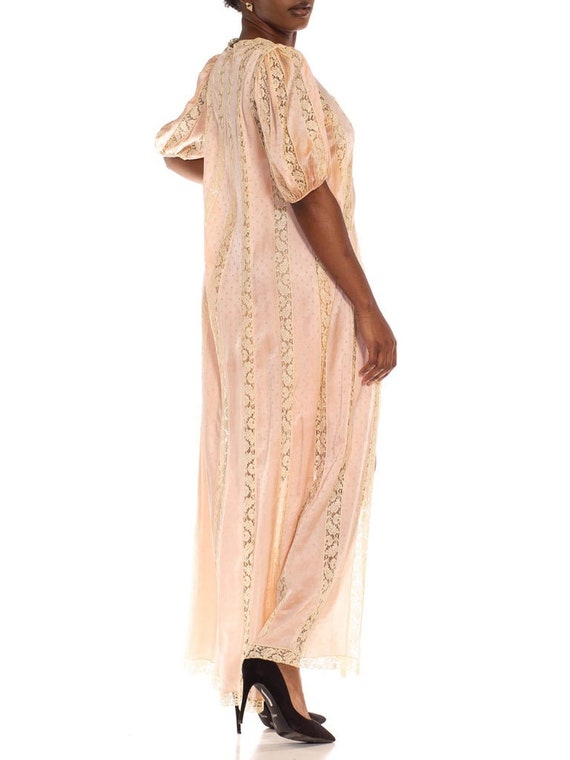 1970S Peach  Cream Silk Lace Duster - image 9