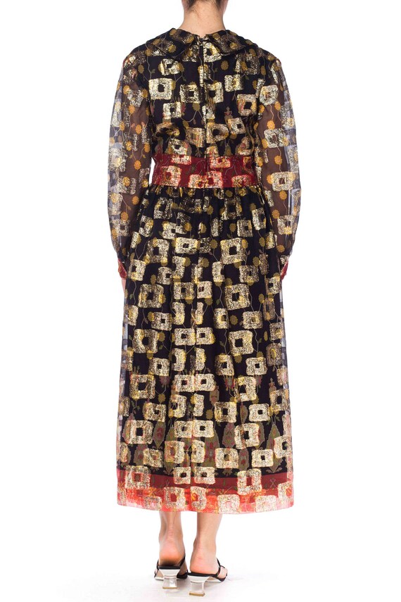 1970S Black & Red Poly/Lurex Jacquard Long Sleeve… - image 4