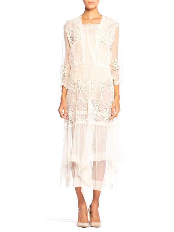 Edwardian Cream Organic Cotton Embroidered Tulle &