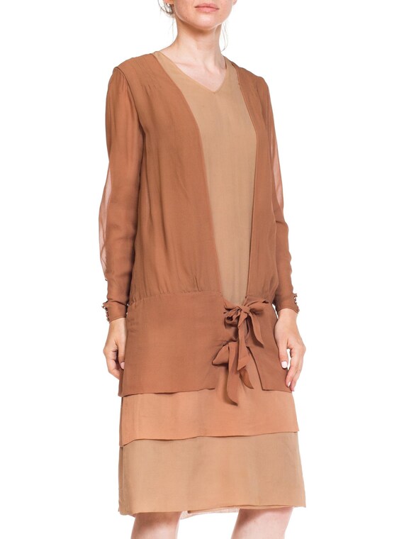 1920S Blush Pink & Nude Silk Chiffon Layered Tie … - image 3