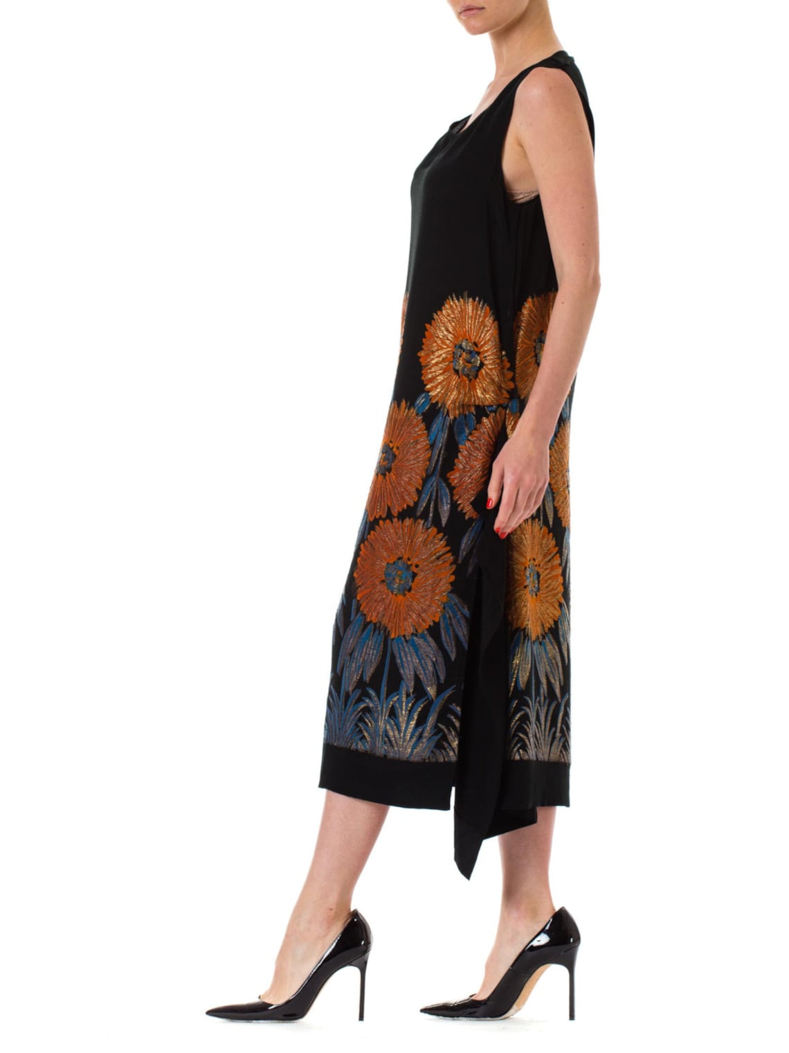 1920s Sequined Dress with Gold Lamé & Silk Details