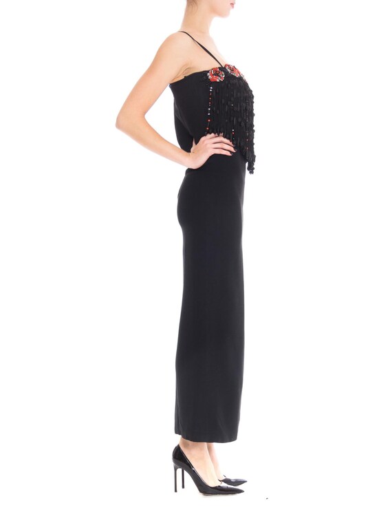 1970S VALENTINO Black Silk Crepe Gown With Beaded… - image 3