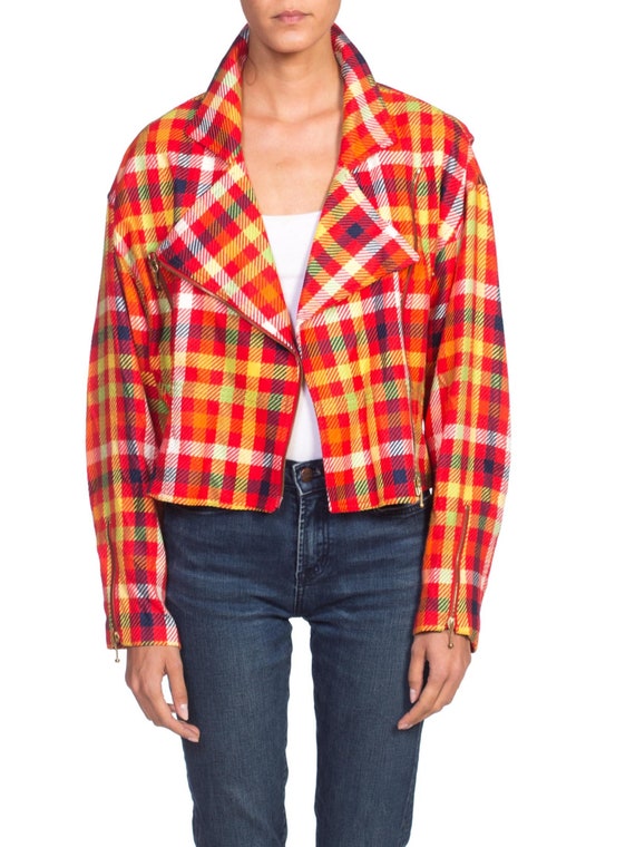 1990'S EMANUEL UNGARO Rainbow Plaid Rayon Clueless