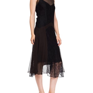 1920S Black Silk Chiffon & Lace Art Deco Flapper Cocktail Dress - Etsy