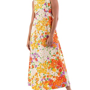 1970'S Cream Orange Flower Print Dress image 5