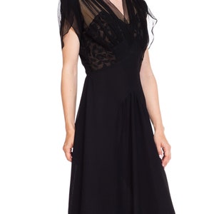 1940S Black Sheer Nylon & Lace Fitted Cocktail Dress image 3