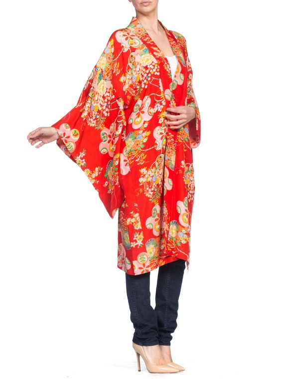 1940'S  Japanese Asian Floral Silk Kimono - image 6