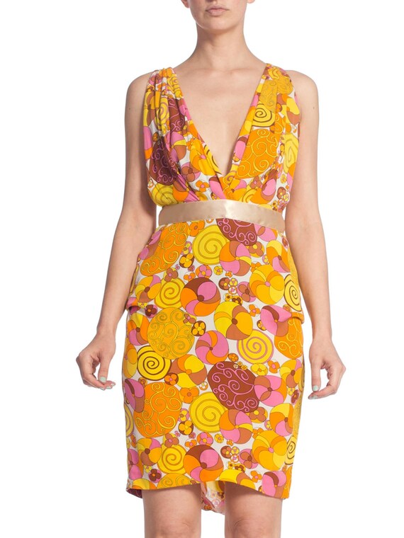 2000S DOLCE & GABBANA Orange Psychedelic Silk Lycr
