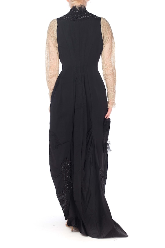 Victorian Black & White Haute Couture Silk Organd… - image 4