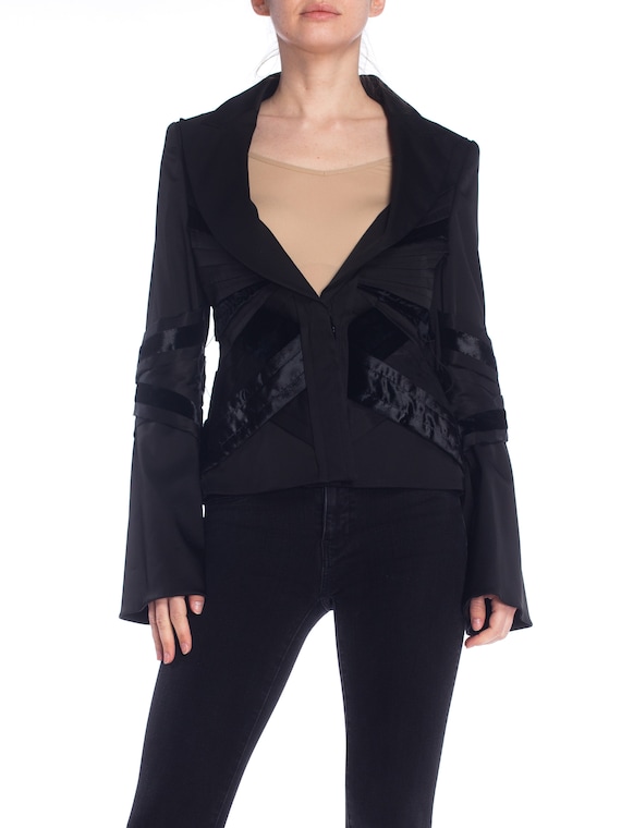 2000S Tom Ford For  Gucci Black Satin & Velvet Pl… - image 1