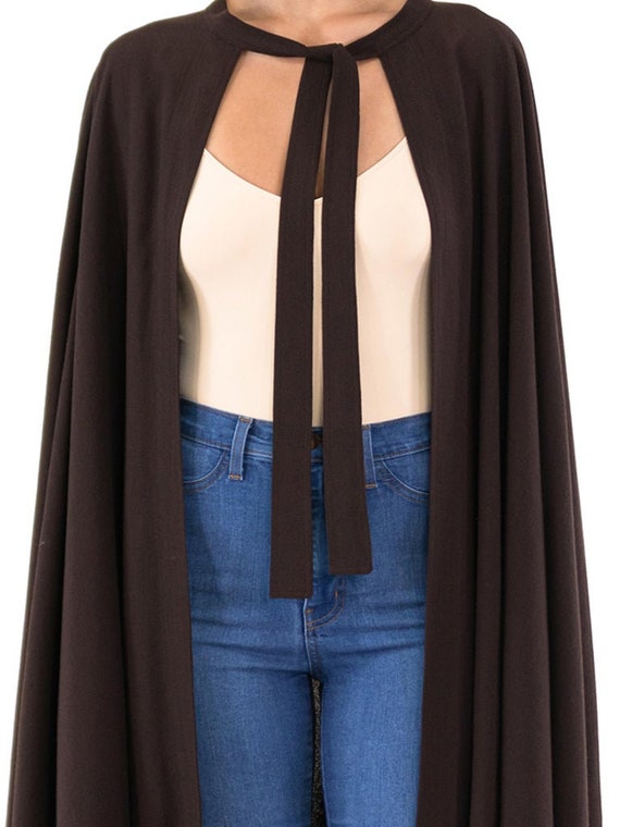 1970S Jean Muir Chocolate Brown Wool Crepe Cape - image 5