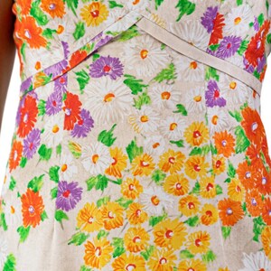1970'S Cream Orange Flower Print Dress image 8