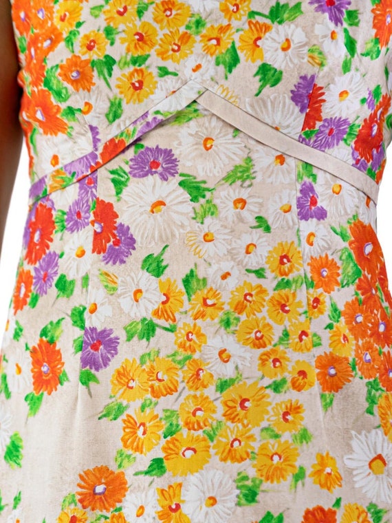 1970'S Cream Orange Flower Print Dress - image 8