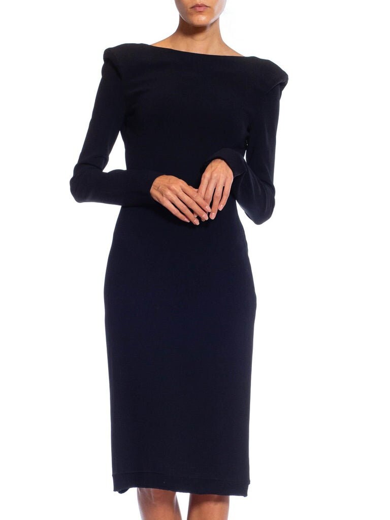 2000S TOM FORD Black Viscose Blend Long Sleeve Backless Dress With Padded  Shoulder - Etsy