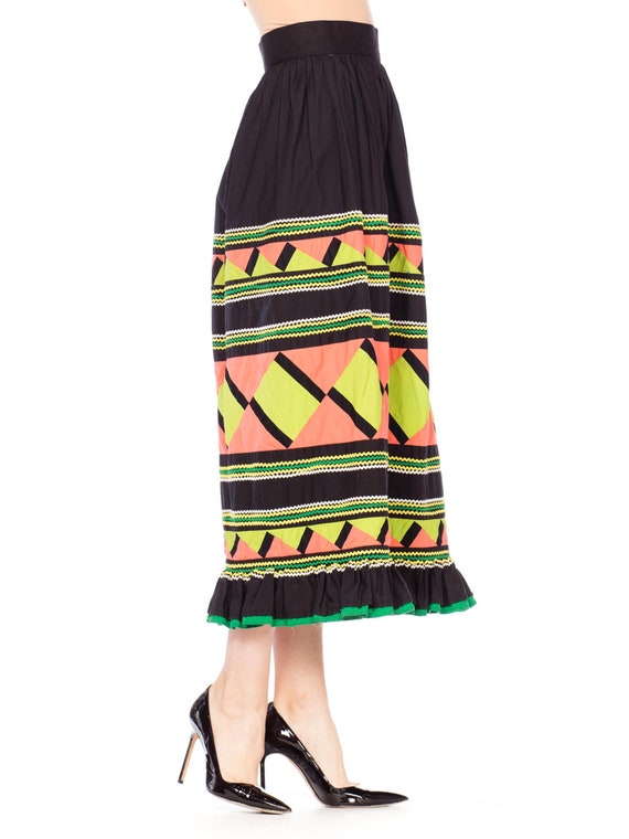 1970S Black Patchwork Cotton Seminole  Skirt With… - image 2