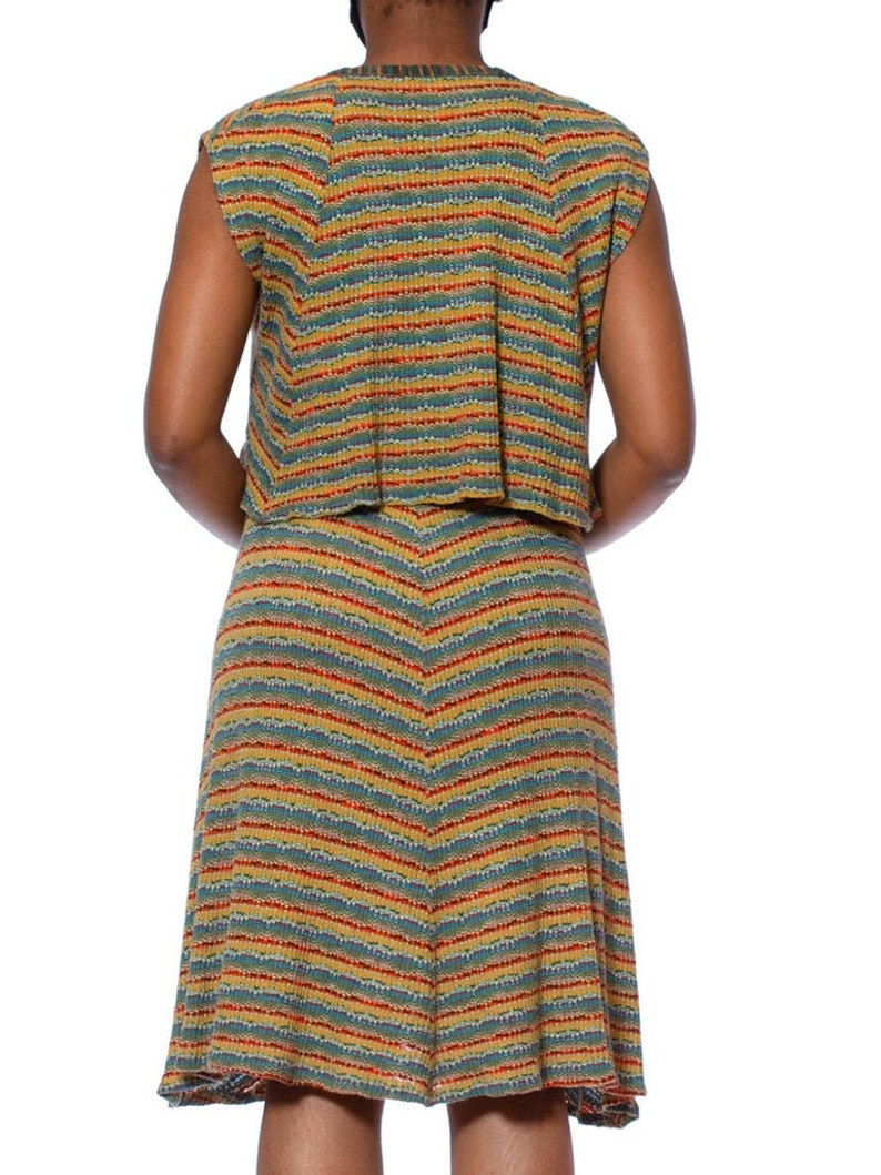 1980S MISSONI Earth Tone Wool Blend Knit Dress With Matching Vest image 8