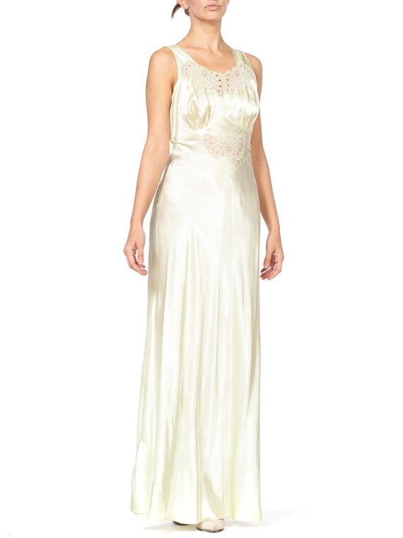 1940S Pastel Light Green Rayon Satin Bias Negligee