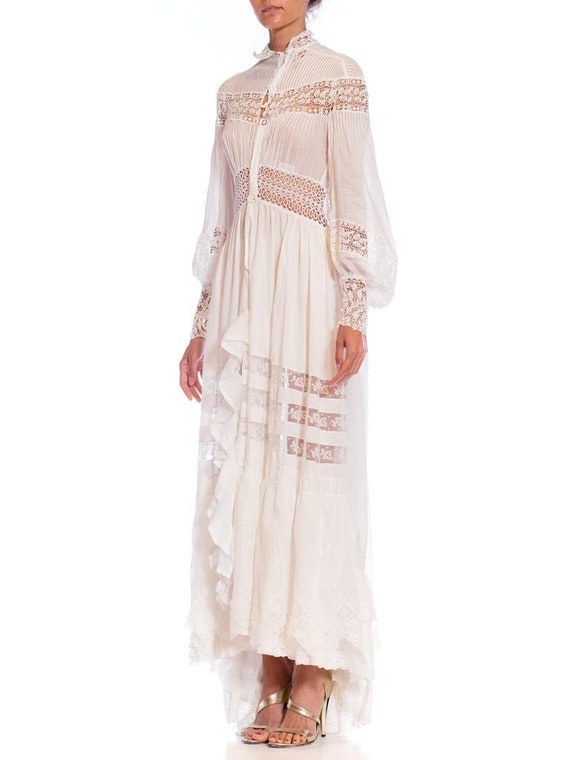 White Victorian Cotton  Lace Oversized Gown - image 6