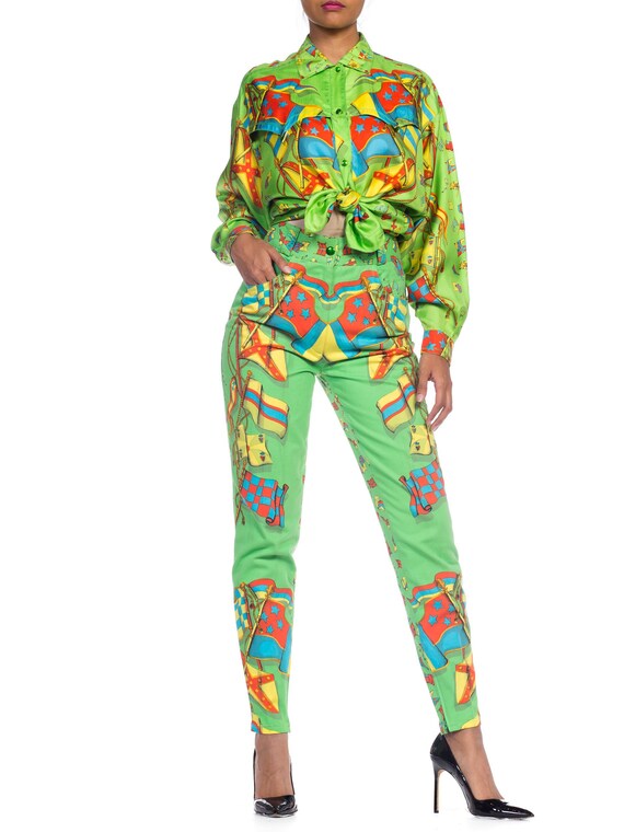 1990S Gianni Versace Miami Collection Silk Blouse