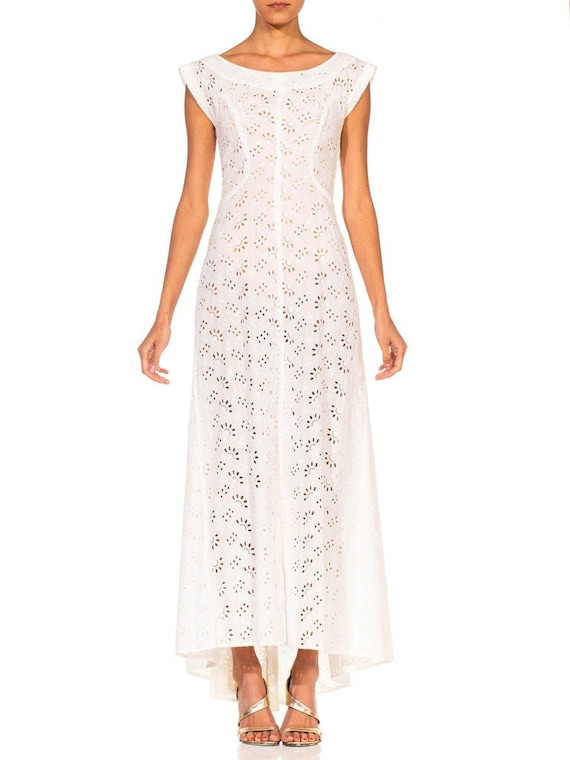 1930S White Cotton Eyelet Lace Summer Lawn Party … - image 1