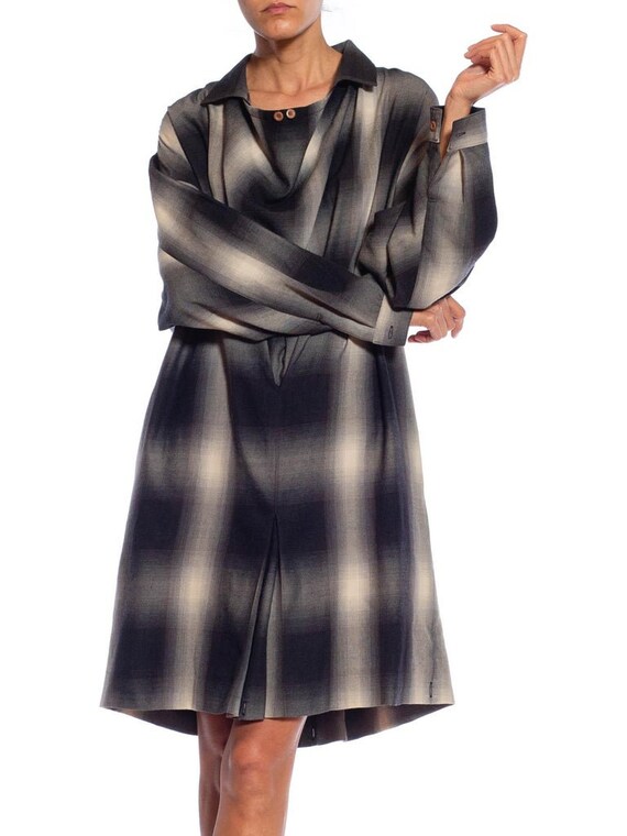 1980S ISSEY MIYAKE Black & White Plaid Oversized … - image 4