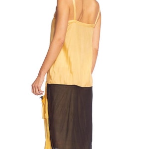 1920'S Yellow & Black Silk Chiffon Slip Dress Meant To Be Worn Under An Evening Top image 6