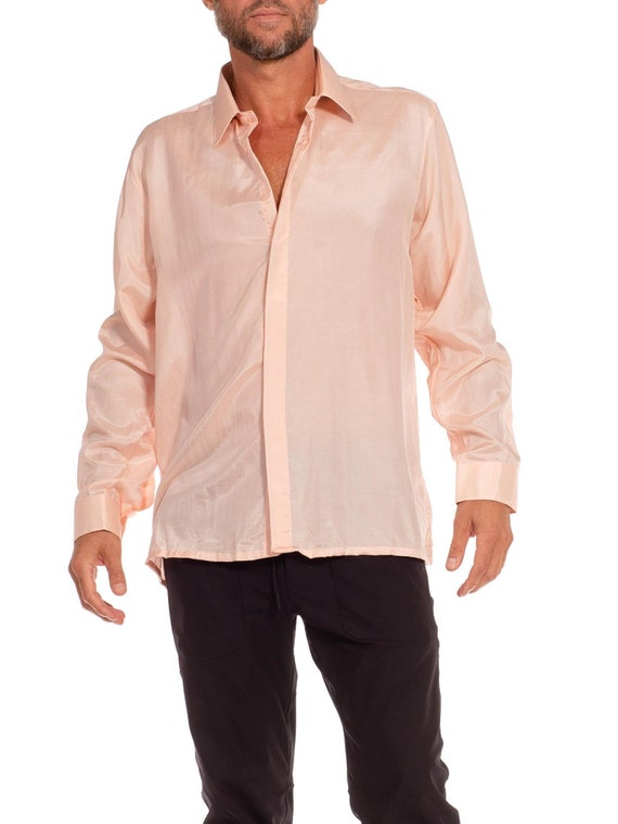 1990S Bocci Blush Pink Silk Dead Stock Shirt Nwt - image 1