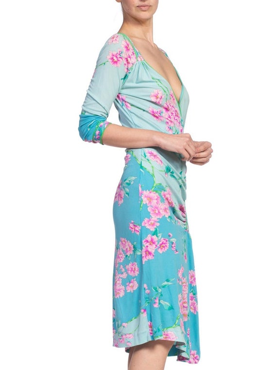 1980'S LEONARD OF PARIS Floral Silk Jersey Dress - image 2