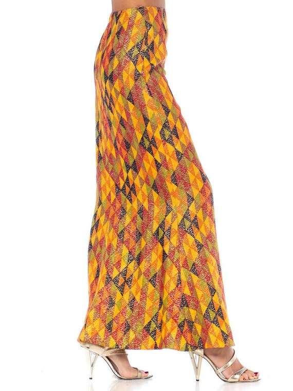 1970S Yellow, Red Multicolored Poly/Lurex Knit Lo… - image 2