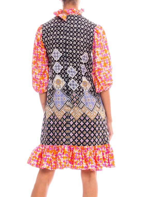 1960S Multicolor Patchwork Boho Printed Polyester… - image 4