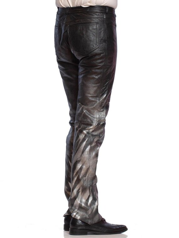 1980S Black Leather Men's Pants With Silver Metal… - image 5