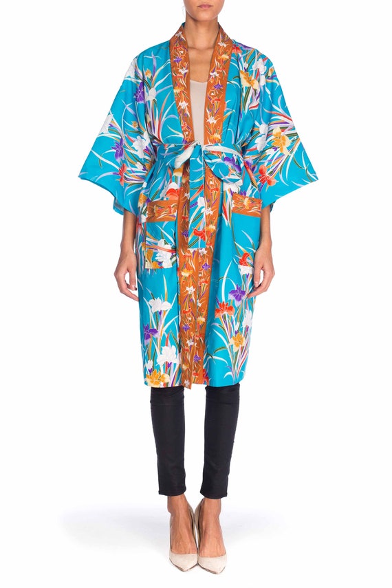 Tropical Print Polyester Kimono Size: XL