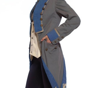 1920S Grey Blue Wool 18Th Century Style Military Frock Coat image 5