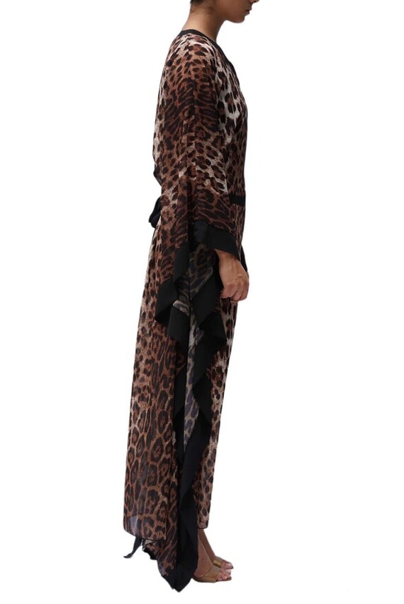 2000S Roberto Cavalli Leopard Print Black Chiffon… - image 3