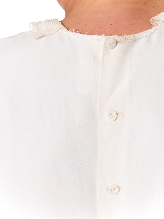 1940S  Off White Rayon Crepe Blouse With Pin-Tuck… - image 6