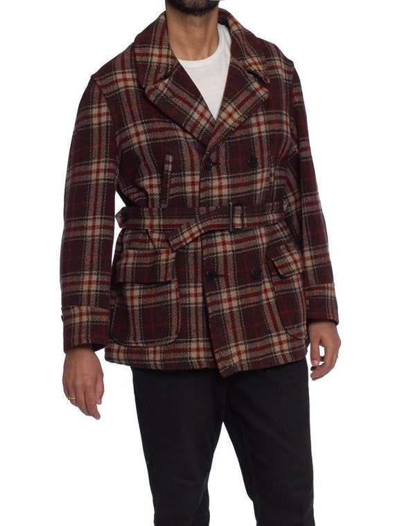 men's plaid peacoat