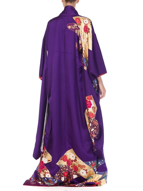 1970S Royal Purple & Gold Japanese Silk  Kimono - image 7