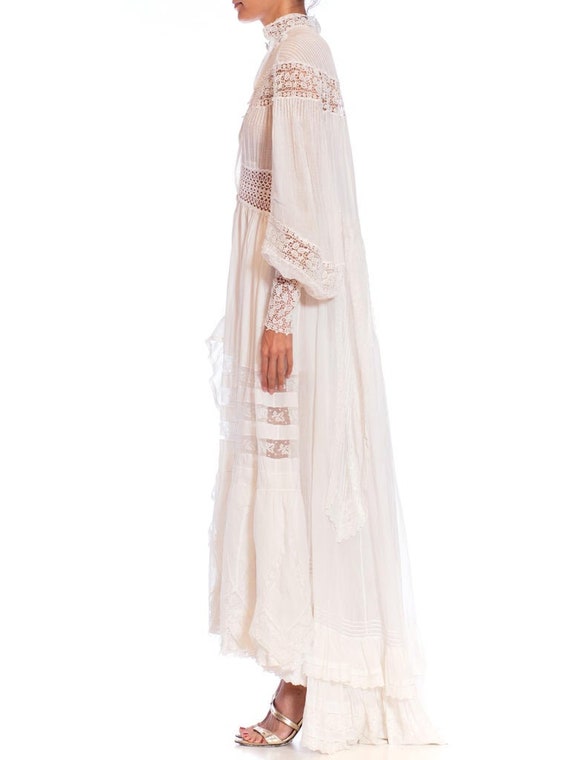 White Victorian Cotton  Lace Oversized Gown - image 3