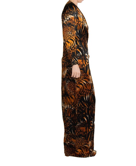 1980S Yves Saint Laurent Black Tiger Print Silk S… - image 3