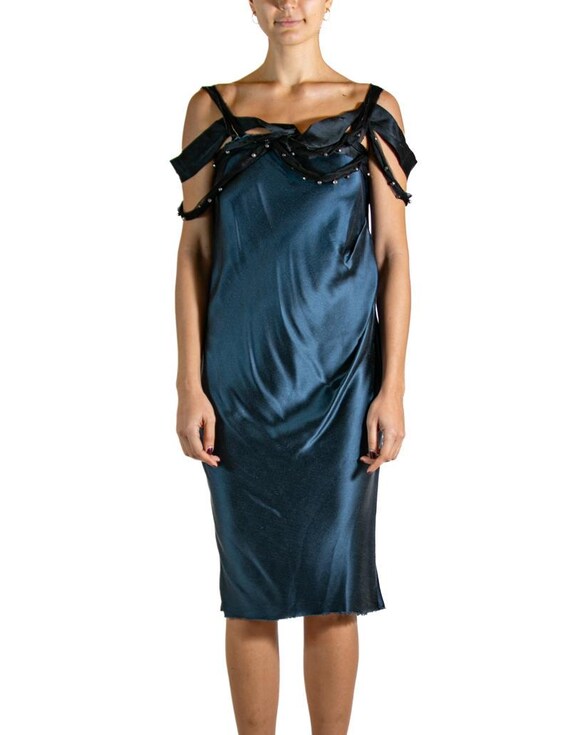 2000S Lanvin Navy Blue Black Silk Cocktail Dress - Etsy 2000S Lanvin Navy Blue Black Silk Cocktail Dress - Etsy