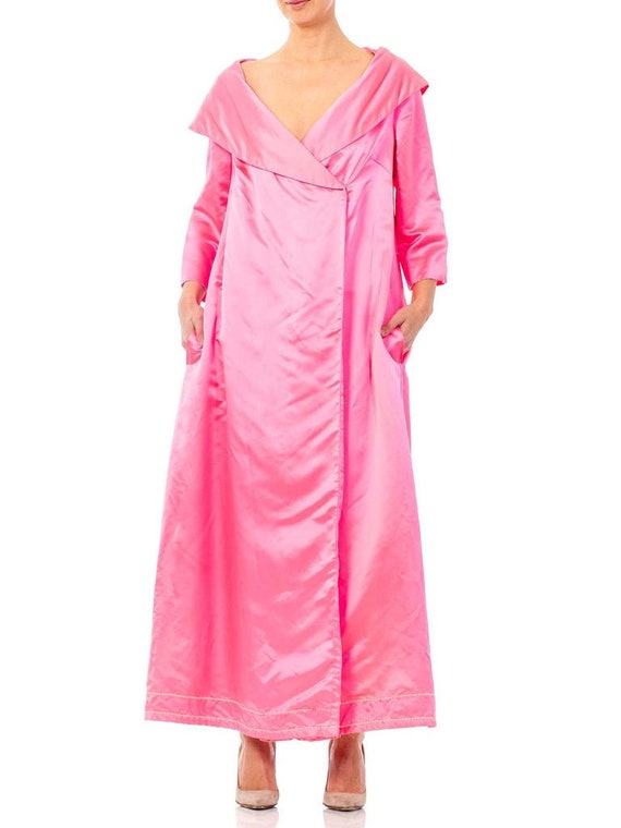 1950S Hot Pink Silk Satin Evening Cocktail Coat