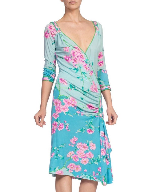 1980'S LEONARD OF PARIS Floral Silk Jersey Dress - image 1