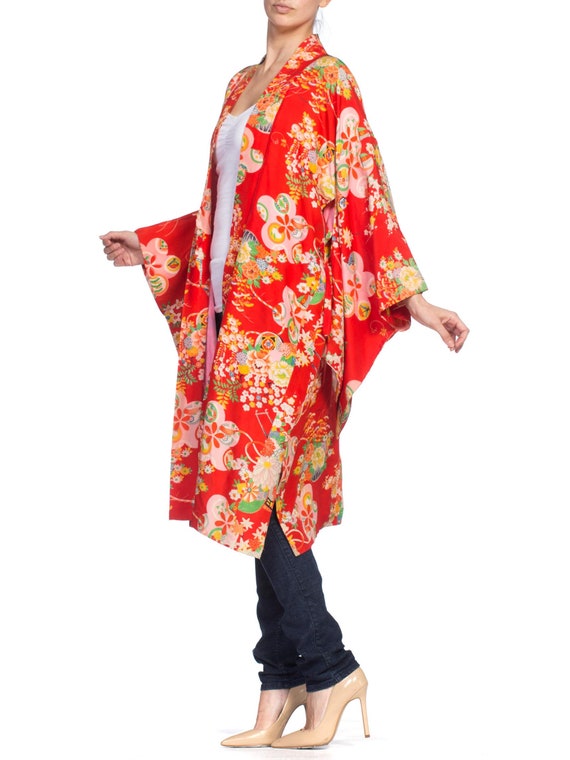 1940'S  Japanese Asian Floral Silk Kimono - image 7