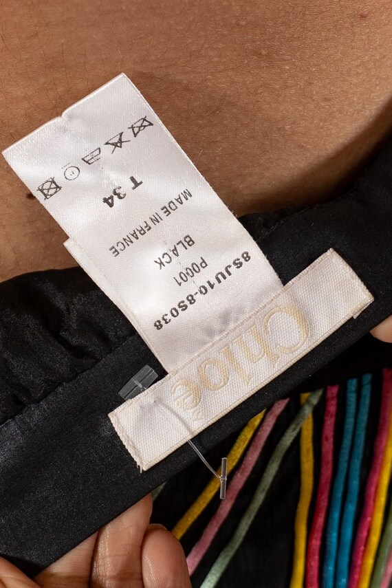 2000s Chloe Black Psychedelic String & Crystal Em… - image 9