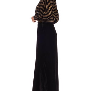 1930S Black Gold Silk Velvet French Couture Gown - Etsy
