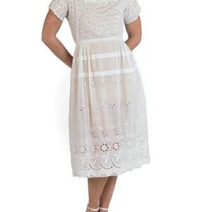 Edwardian White Organic Cotton Lawn Embroidered Lace Summer Tea Dress image 7