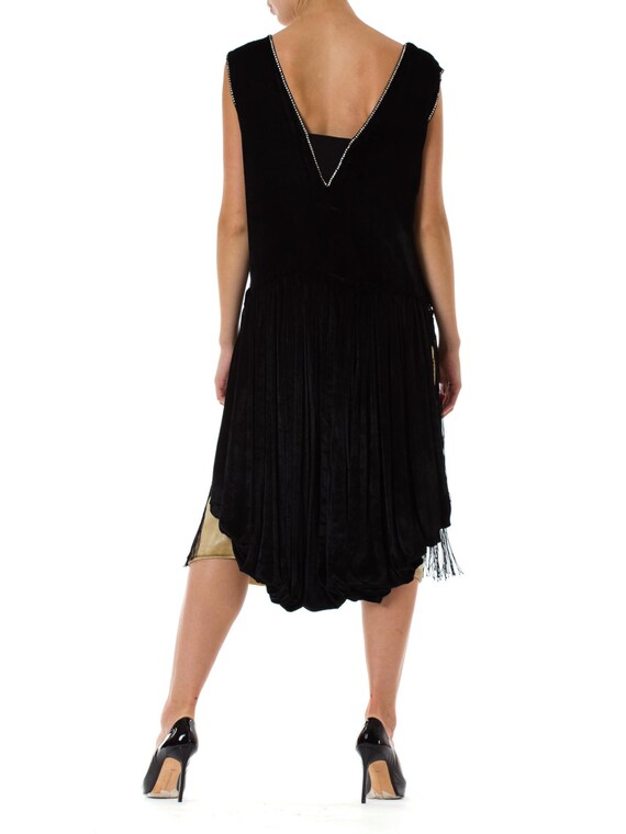 1920S Black & White Silk Velvet  Fringe Cocktail … - image 4