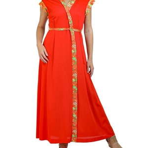 1970S Red, Green Yellow Belted Dress image 5