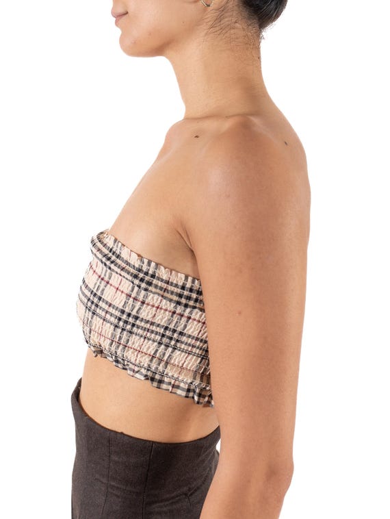 2000s Burberry Plaid Cotton Stretch Tube Top - Etsy